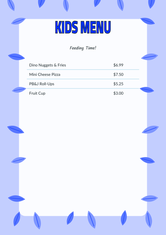 Kids' Menu & Party Mask preview page 1