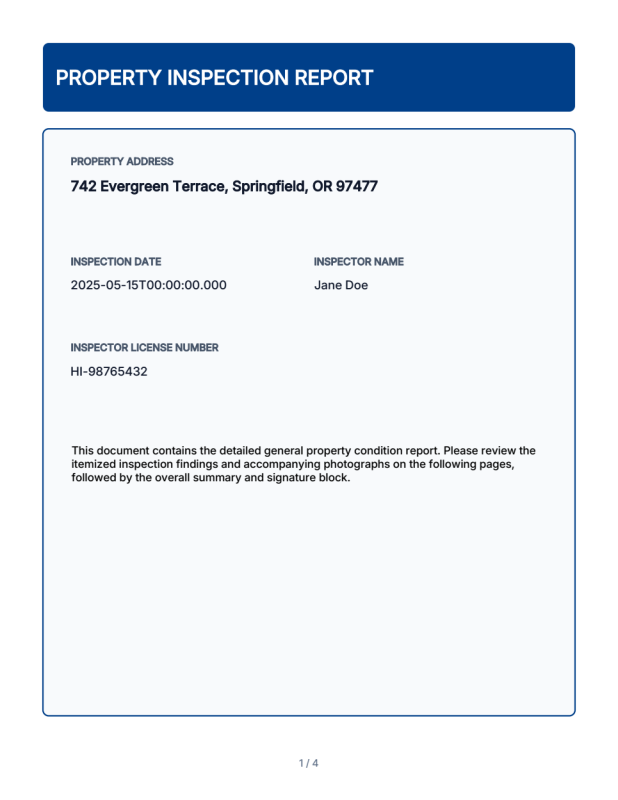 Property Inspection preview page 1