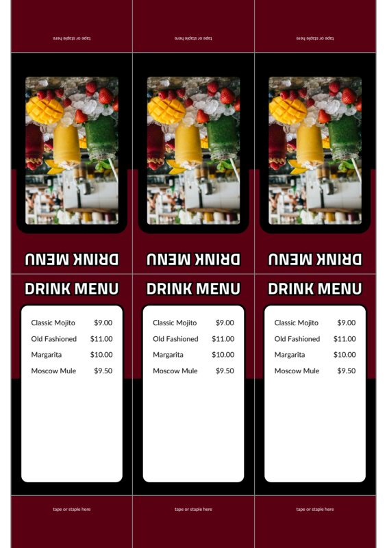 Table Tent - Drink Menu preview