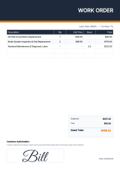 Work Order preview